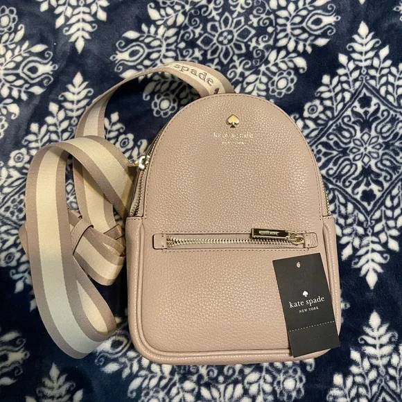 GREAT CONDITION Kate Spade Emma Sling Backpack in Cozy Grey - Pebbled Leather - Picture 1 of 17